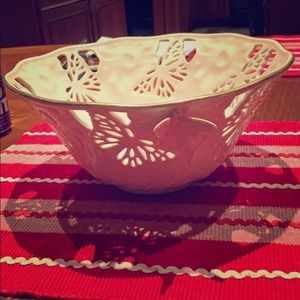 Lenox China 10 inch Butterflies and Lace bowl